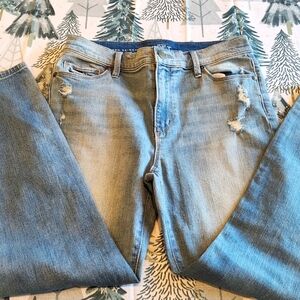 Ann Taylor Loft Modern Distressed light wash Skinny ankle jeans size 4 / 27